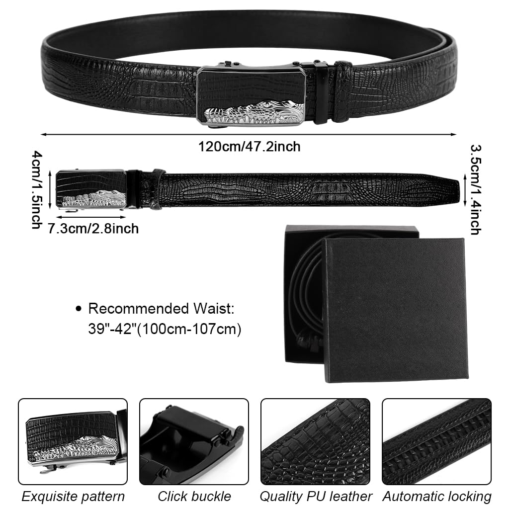 GUSTAVE Belts for Men with Auto Lock Click Buckle featuring 120cm Adjustable Fit and PU Leather Style