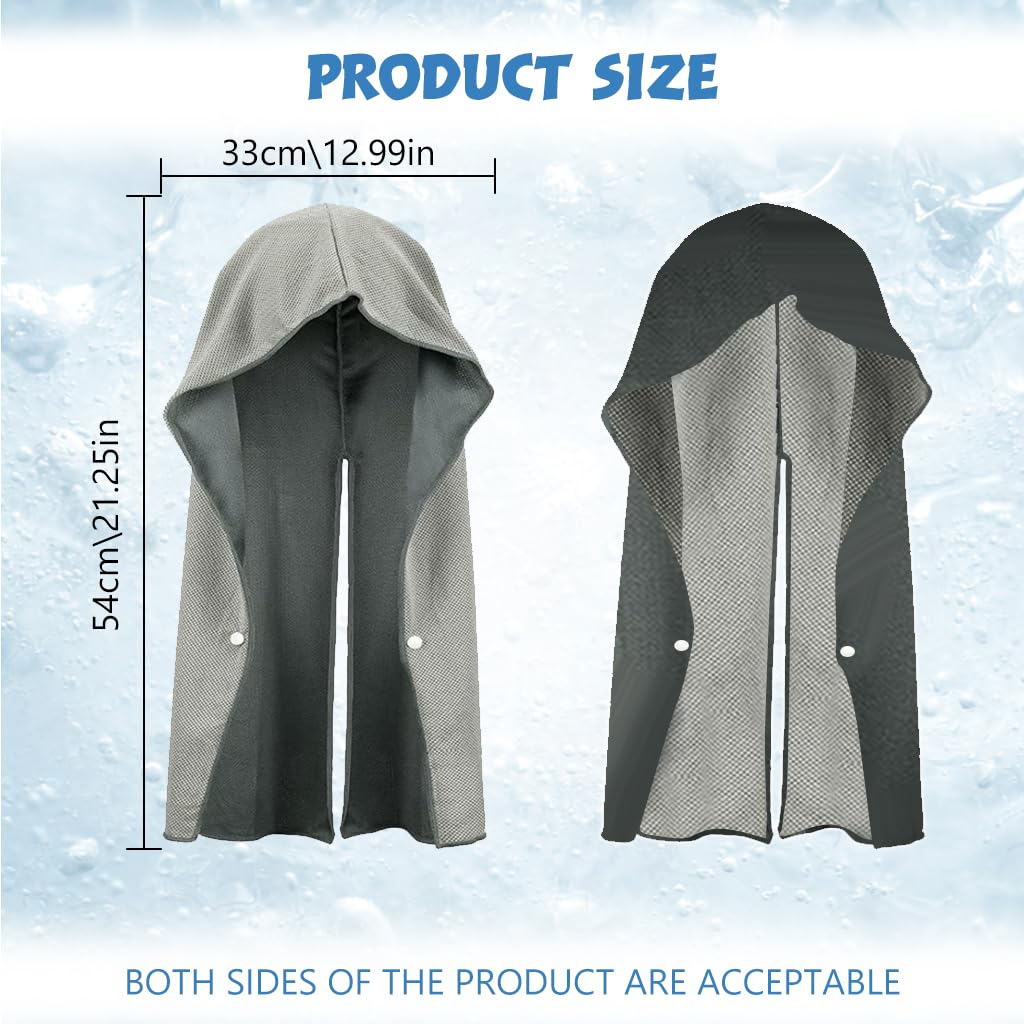 Proberos® Cooling Hoodie Towels, Absorbent & Quick Drying Sweat Towel Wraps for Neck and Face, Long-Lasting Cooling and Sun Protection in Hot Weather