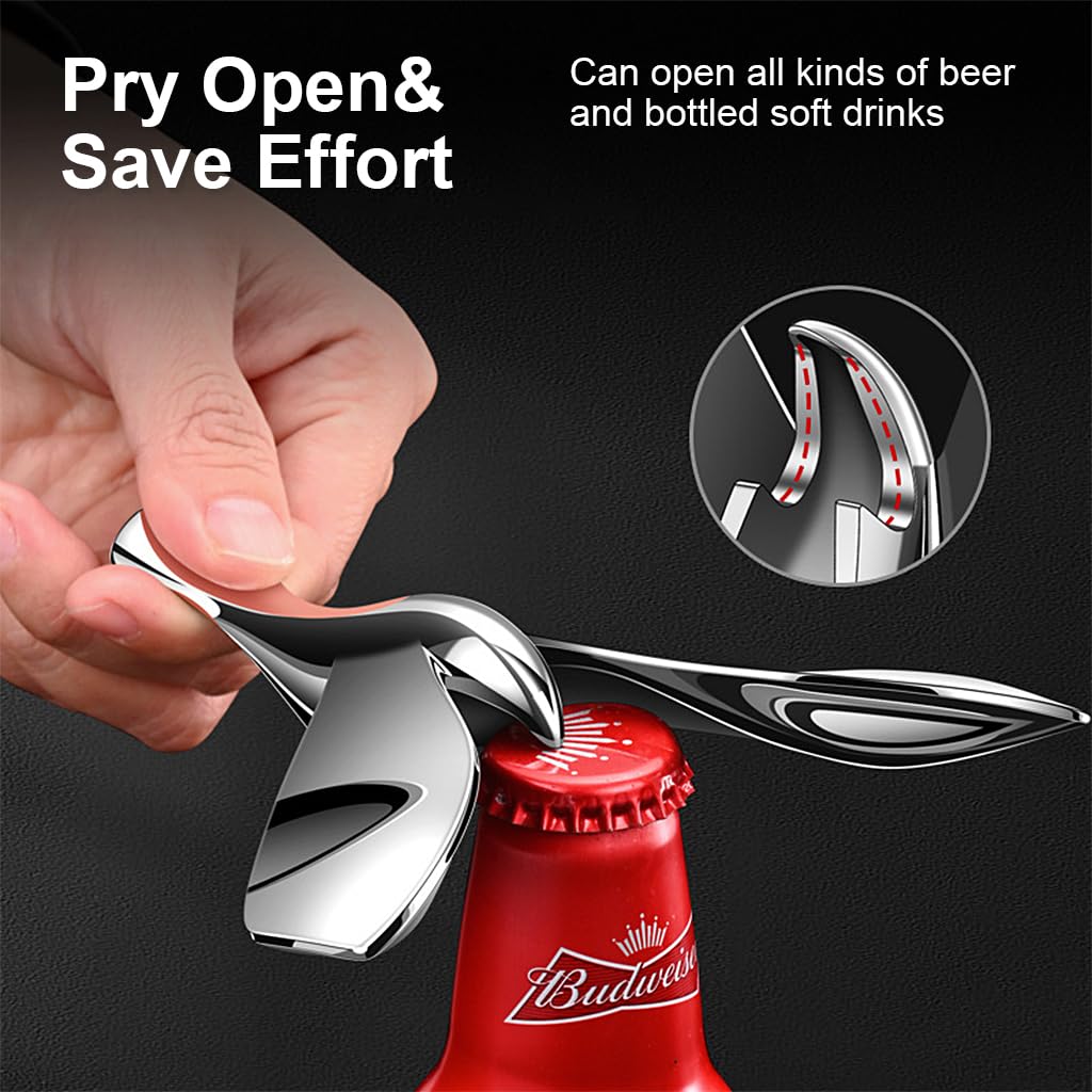 HASTHIP® Creative Bottle Opener Sliver Aesthetic Bottle Opener for Crown Cap Soft Drinks Glass Bottle Opener Beer Bottle Opener Crown Caps Opener with Gift Box Kitchen Gift