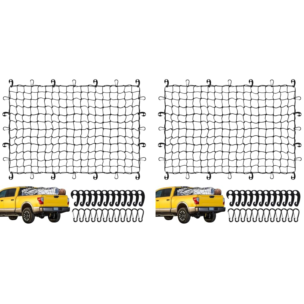 STHIRA Elastic Cargo Net for Vehicles 47.2x35.4 in with 12 Plastic Hooks | Weather‑Resistant Mesh for Trucks and SUVs