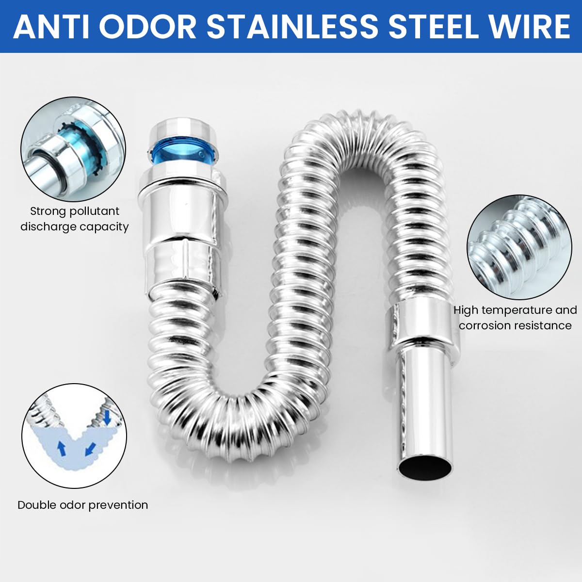 Supvox Sink Drain Pipe for Kitchen and Bathroom with 39cm Extendable Hose and Anti Odor Leakproof ABS Design