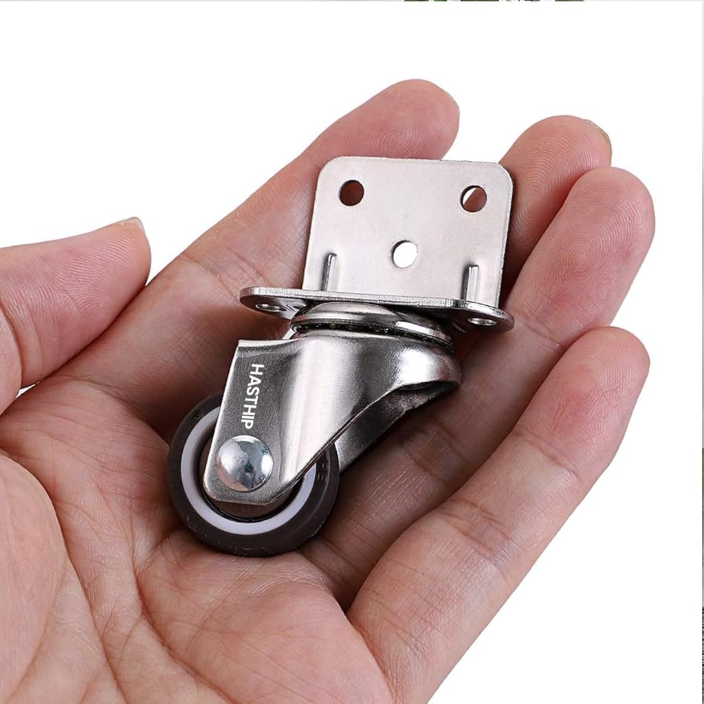 [Second-hand]HASTHIP@ L-Shaped Caster Wheels, 1 Inch L-Shaped Small Rubber Casters Set of 4, 360 Degree Plate Swivel Castors Wheel, Casters Wheels for Furniture, Swivel Furniture Casters, Load 200lbs