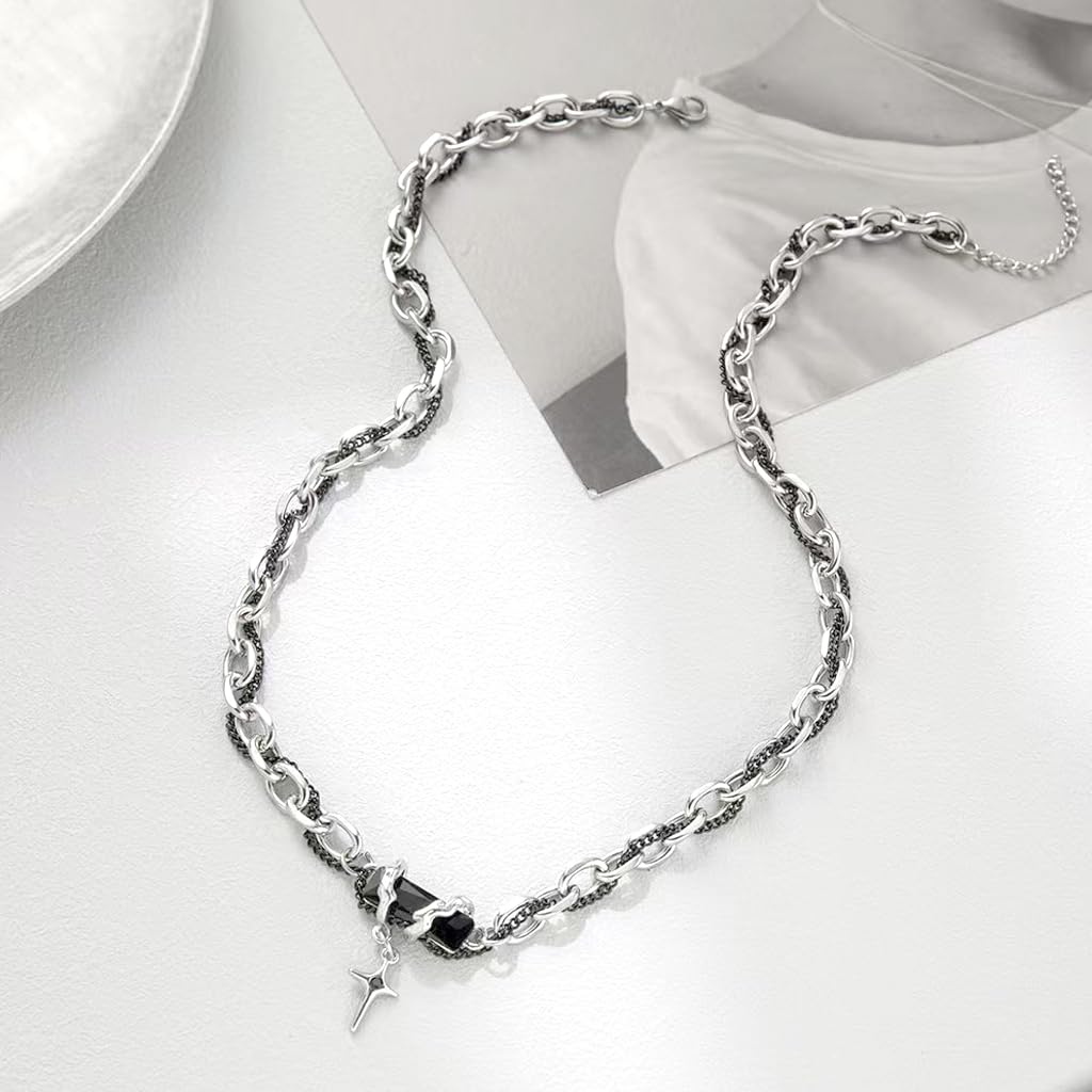 PROBEROS Necklace for Men and Women featuring Cross Pendant and 50+5cm Adjustable Chain | Titanium Steel Layered Jewelry Gift