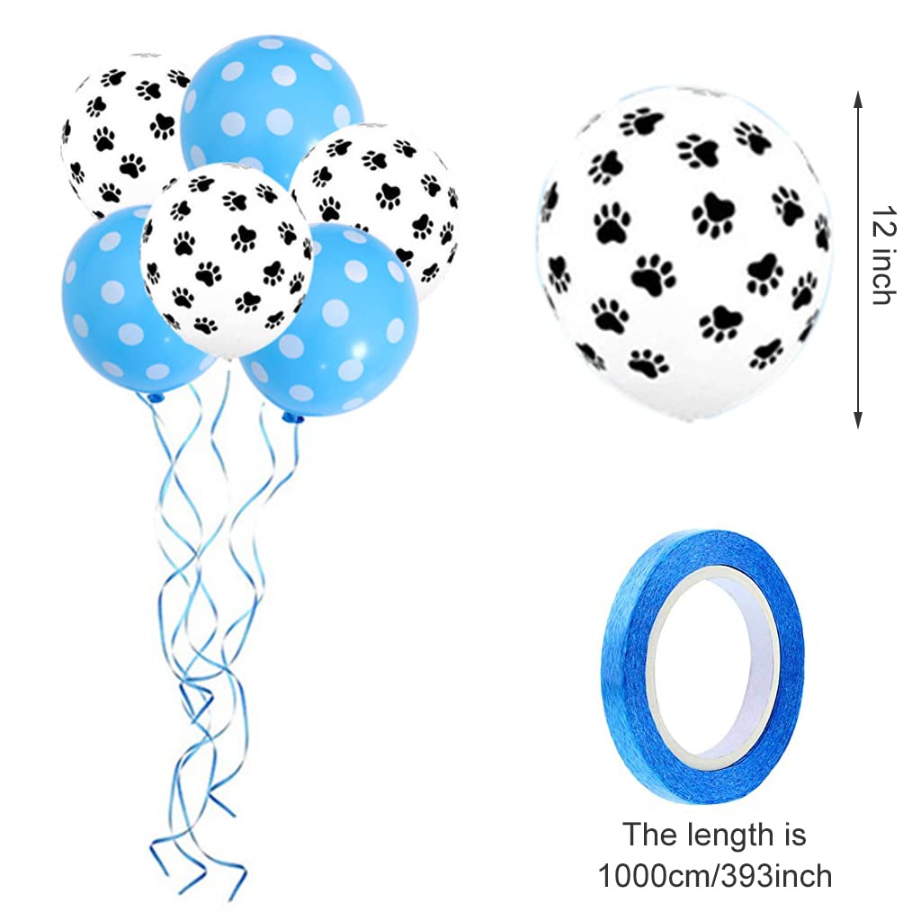 ZIBUYU Dog Birthday Supplies for Pets with 10 Balloons and 5 m Ribbon | Blue Theme Set