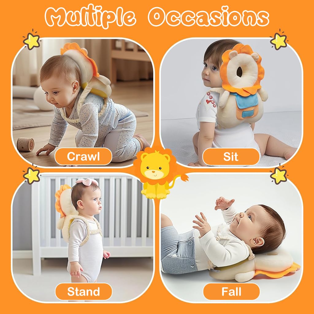 ZIBUYU Baby Head Protector for First Walking with Built in Squeeze Toy and Soft Cotton 20x30cm