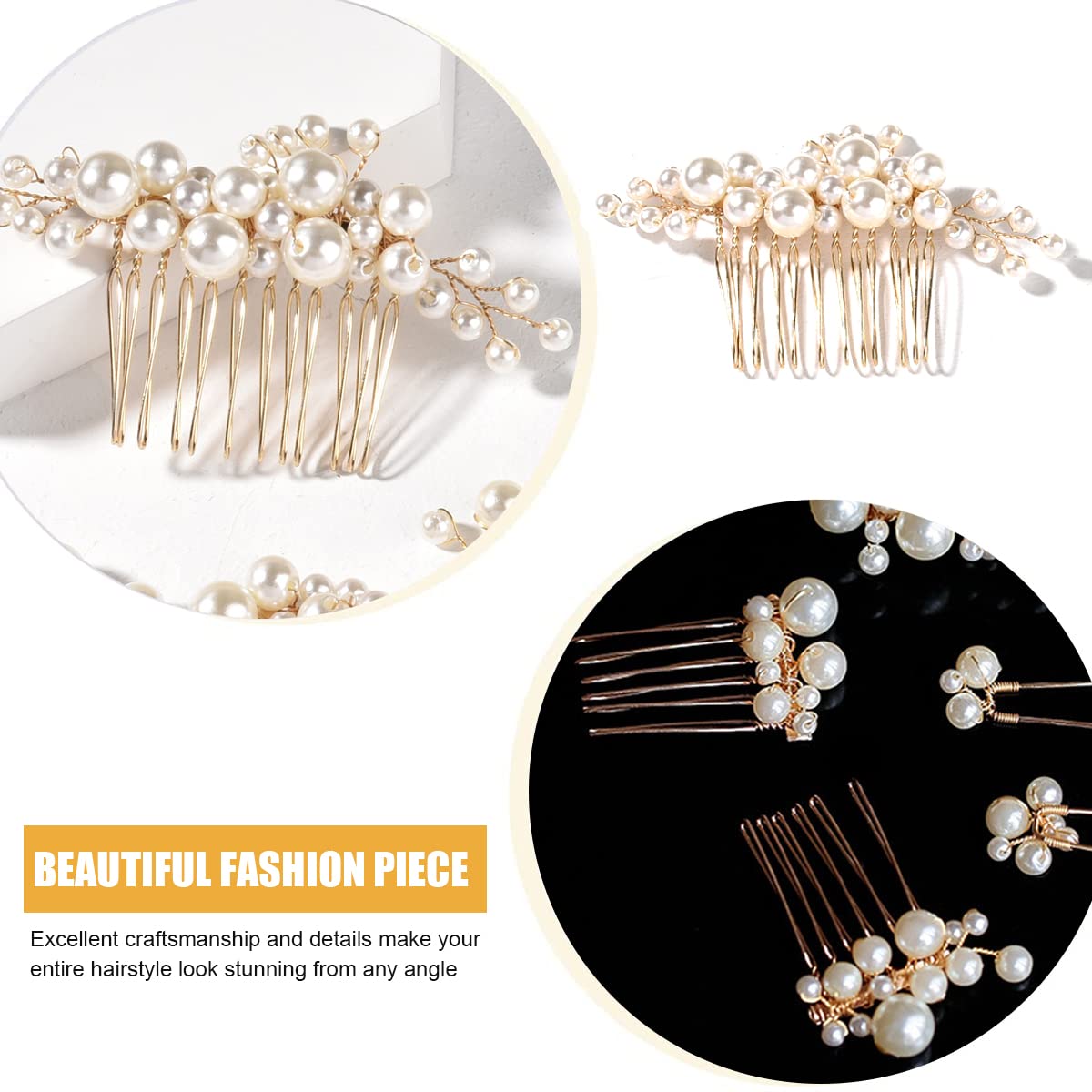 SANNIDHI Hair Accessories for Women Wedding with 15pcs Pearl Juda Pins and Comb Clips