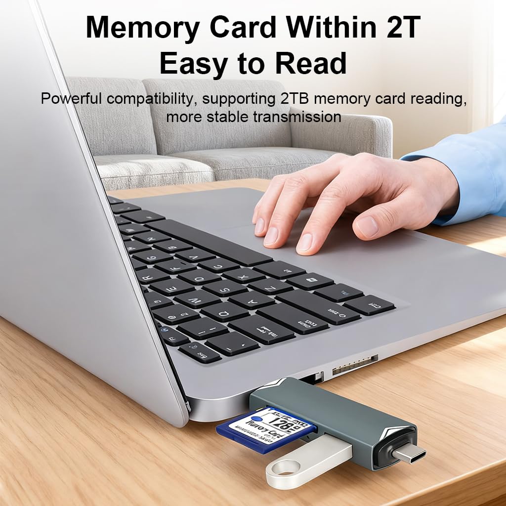 ZORBES USB 3.0 Card Reader for Phone and Laptop with Dual Type C Plug and 5Gbps Speed | SD and TF Slot Adapter