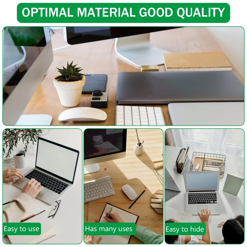 HASTHIP Desk Cable Management Hole Cover for Office Organization with Flip Lid & Brush 80x80mm Aluminium Silver