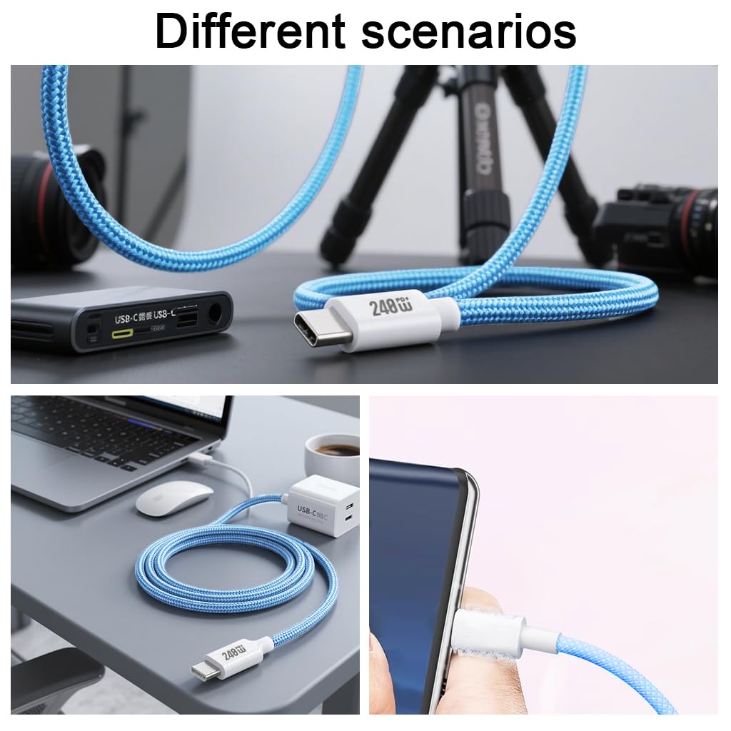 Verilux Type C to Type C Cable for Fast Charging with 100W PD and 6.6ft Silicone Design