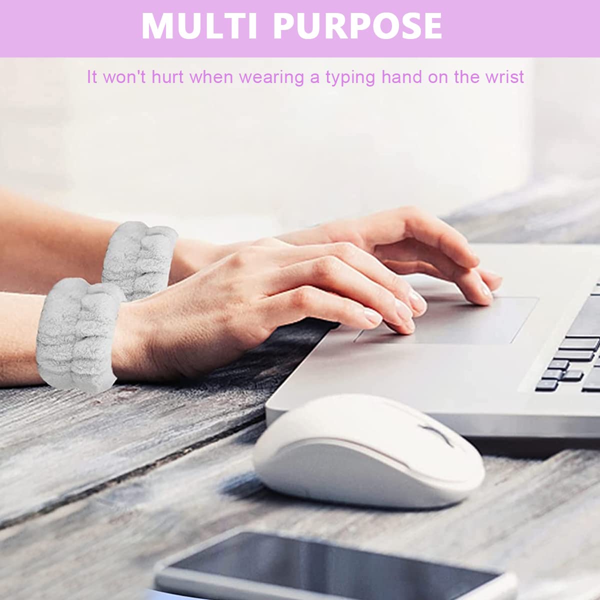 Venzina Spa Wrist Band for Face Washing featuring Super Absorbent Flannel | 2 Pairs for Women