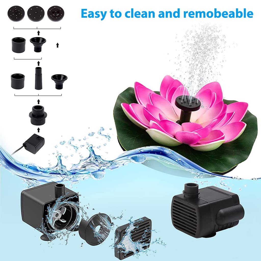 ELEPHANTBOAT Lotus Fountain Solar Water Pump for Garden Ponds and Bird Baths 7V 2.5W | Featuring 7 Spray Nozzles and DC Brushless Motor