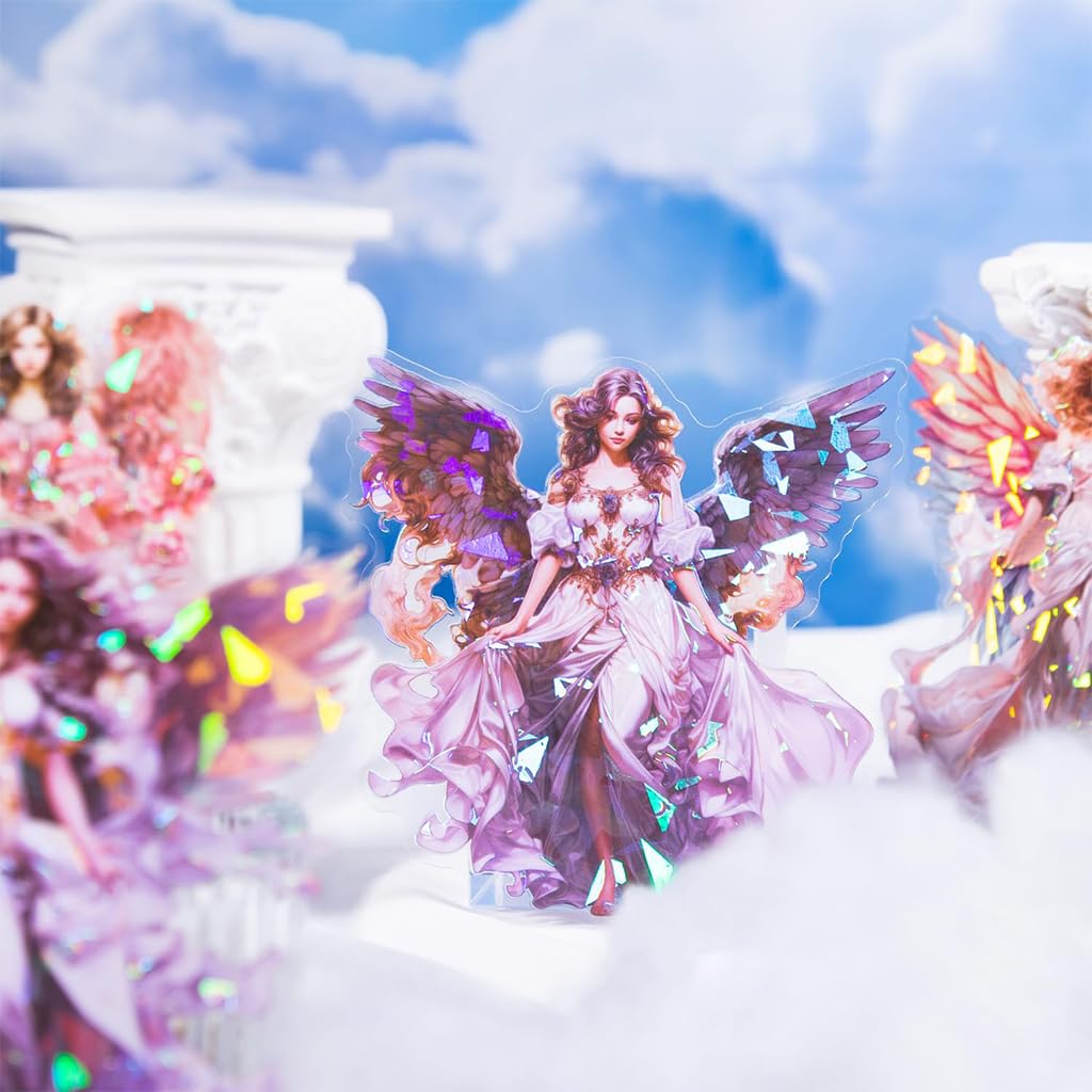 HASTHIP Angel Stickers for Journaling and Scrapbooking with 30 pcs 3.9 in PET Glossy Sheets | Waterproof Aesthetic Designs