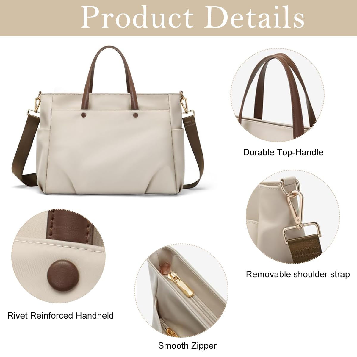 PALAY Tote Bag for Women 16.5 in Large Handbag with Removable Strap & Waterproof Oxford Fabric | Ideal for Office and Daily Use