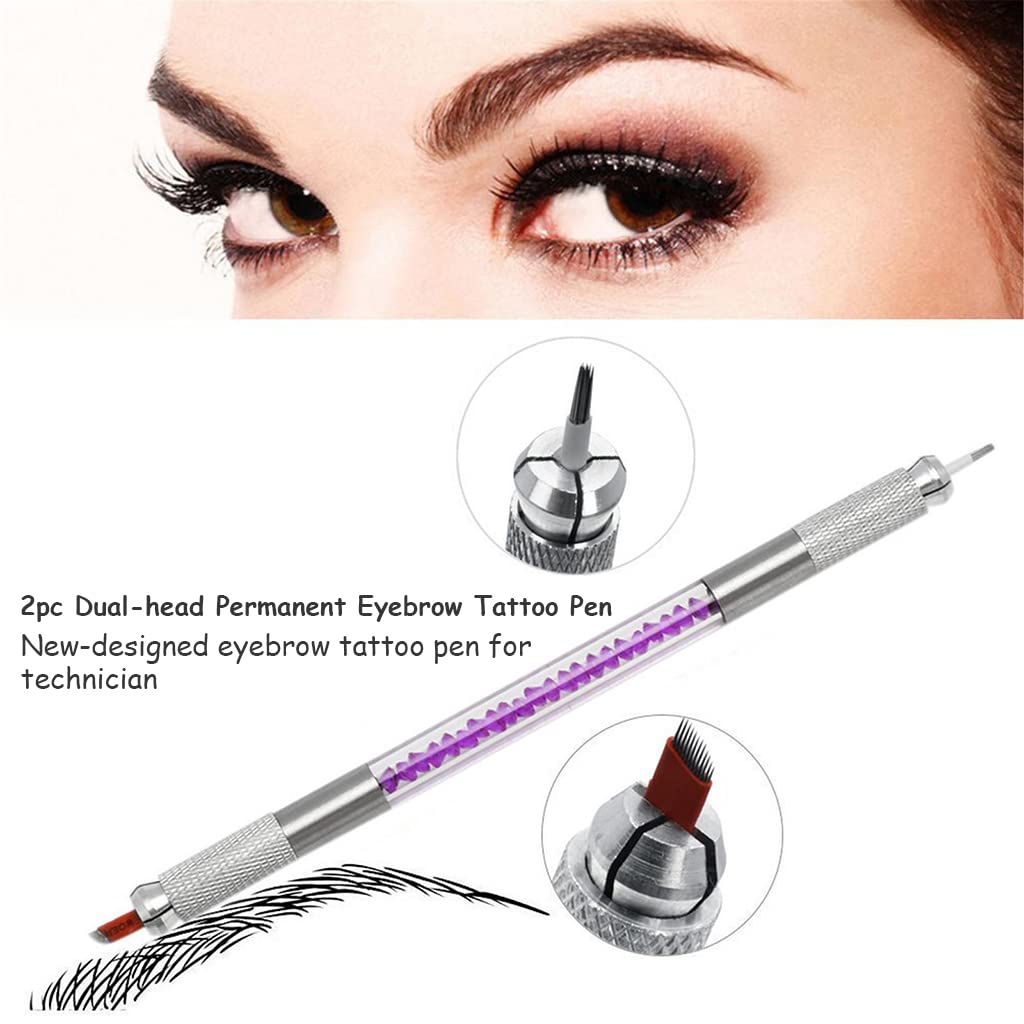 HASTHIP® Microblading Eyebrow Pen Needle Kit with Finger Gloves,Dark Brown Tattoo Ink for Practicing,Eyebrow Practise Skin Tool for New Beginners