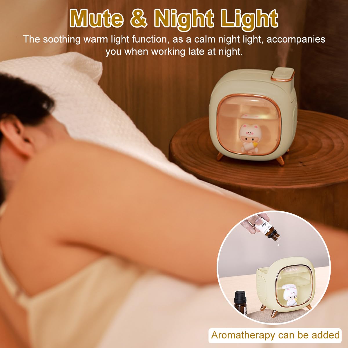 Supvox Humidifier for Room with 500ml Tank and Dual Spray Mode featuring 7-Color Night Light | USB Powered Quiet Aroma Diffuser