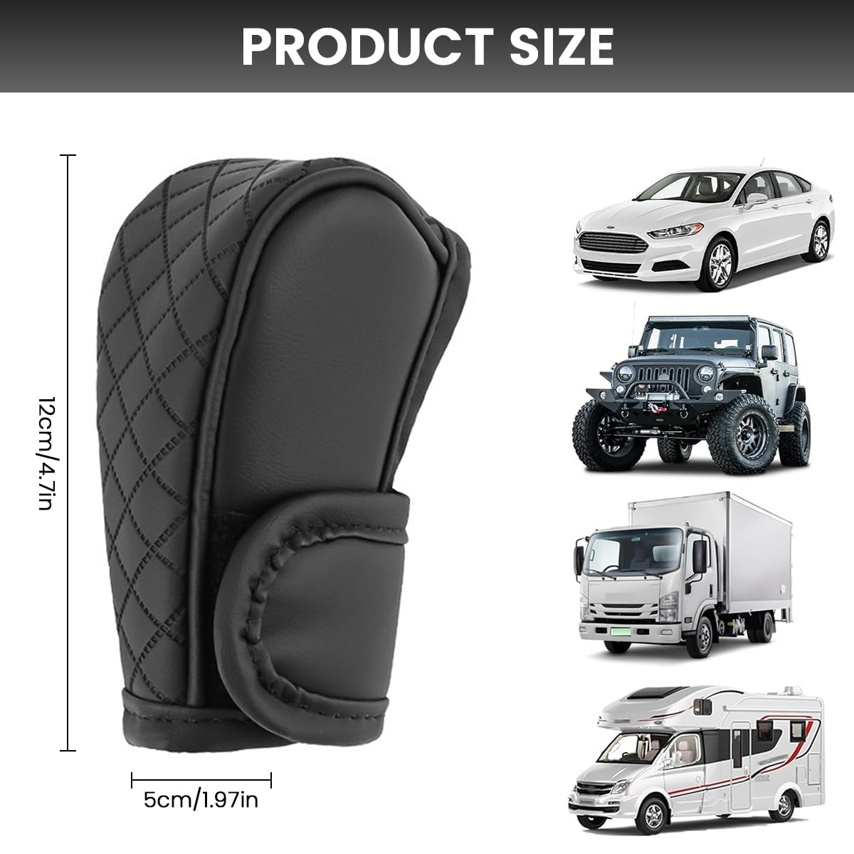 STHIRA Car Gear Knob Cover for Scratch Protection with Anti Slip Fit 12 x 9 x 5cm Black 2PCS