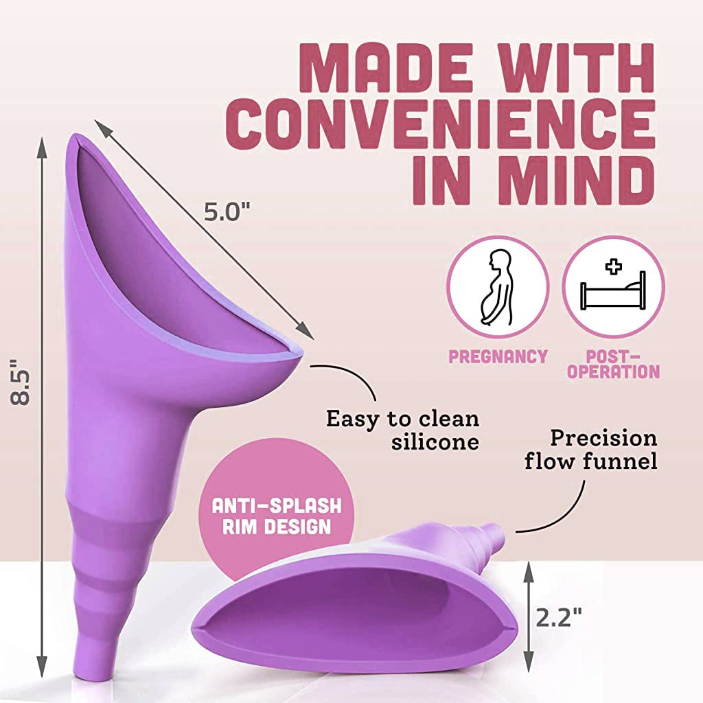 HANNEA Reusable Portable Female Urination Device for Travel with Curved Leakproof Design | Soft Silicone for Women and Pregnant Users