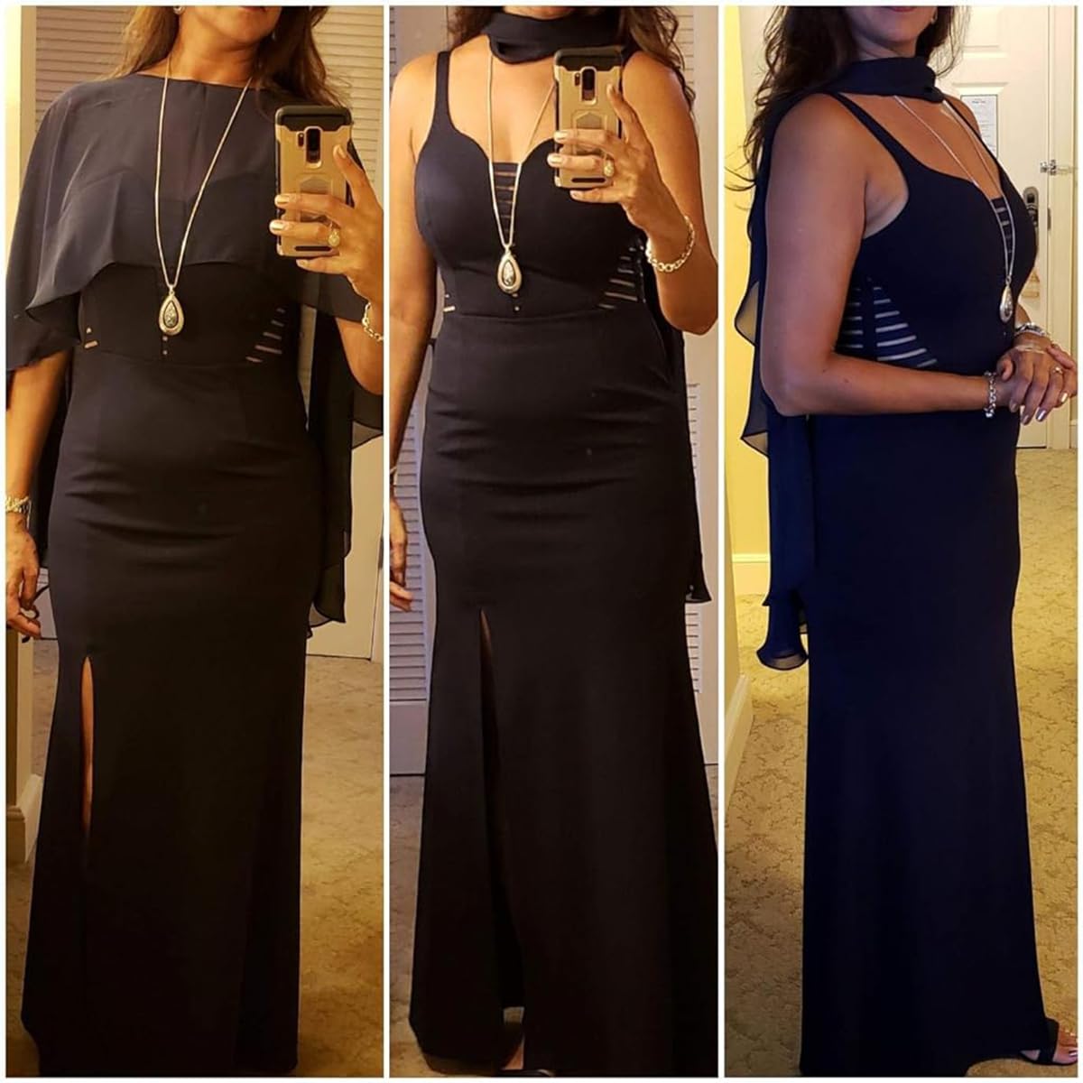 Venzina Chiffon Shawl Wrap for Evening Dresses with 11.8–27.5 in Coverage | Black Capelet