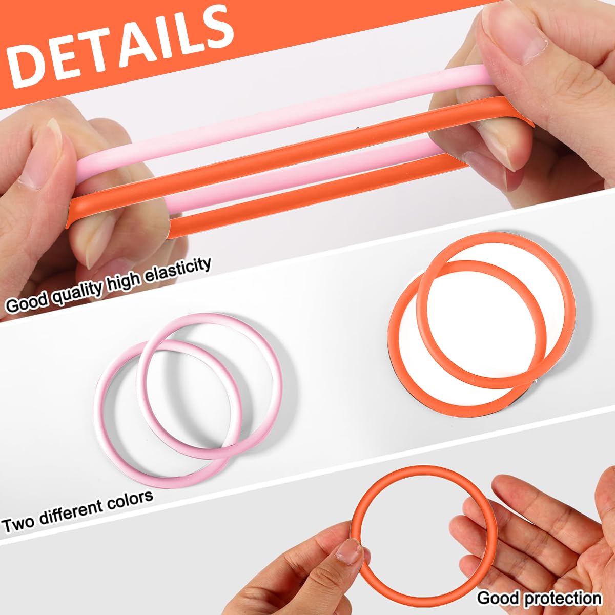 HANNEA Knee Support for Running with Silicone Patella Rings and Adjustable Straps | 2 Pairs 4PCS Pink and Orange