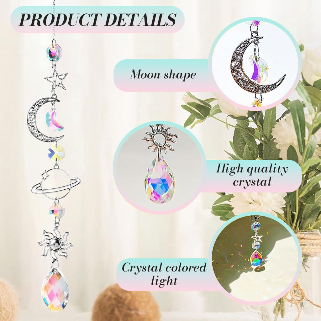 HASTHIP Crystal Sun Catcher for Home Decor with 4.7 in Prisms | 2Pcs Light Refraction Ornaments