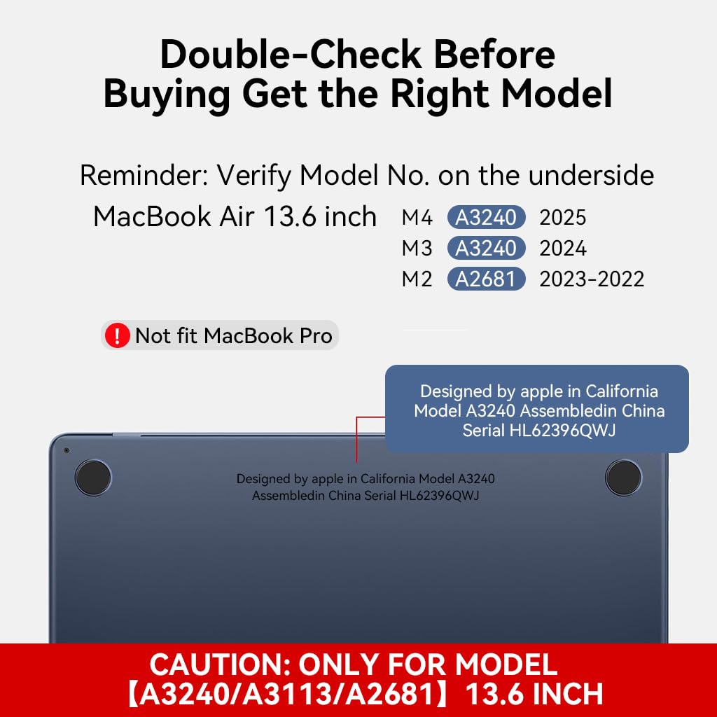 ZORBES MacBook Air 13 Case for A2681 A3113 A3240 with Snap-on Design and Matte Clear Blue Finish