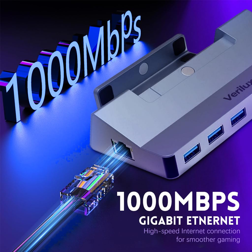 Verilux USB Hub Type C Dock Station for Steam Deck with 4K 60Hz HDMI and 100W PD Charging