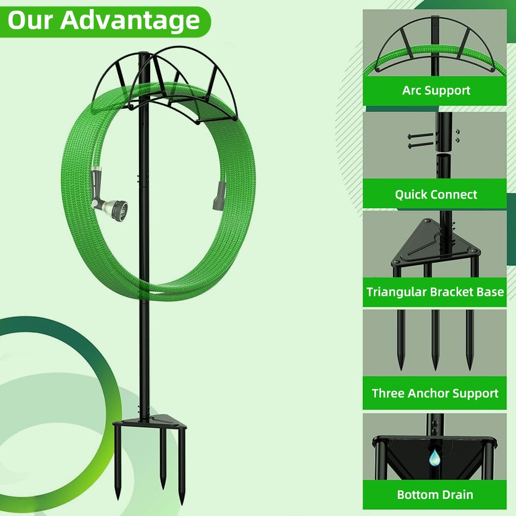 HASTHIP Garden Hose Holder for Outdoor Use with 150ft Capacity featuring Arched Stand | Metal Freestanding Rack for Lawn and Yard