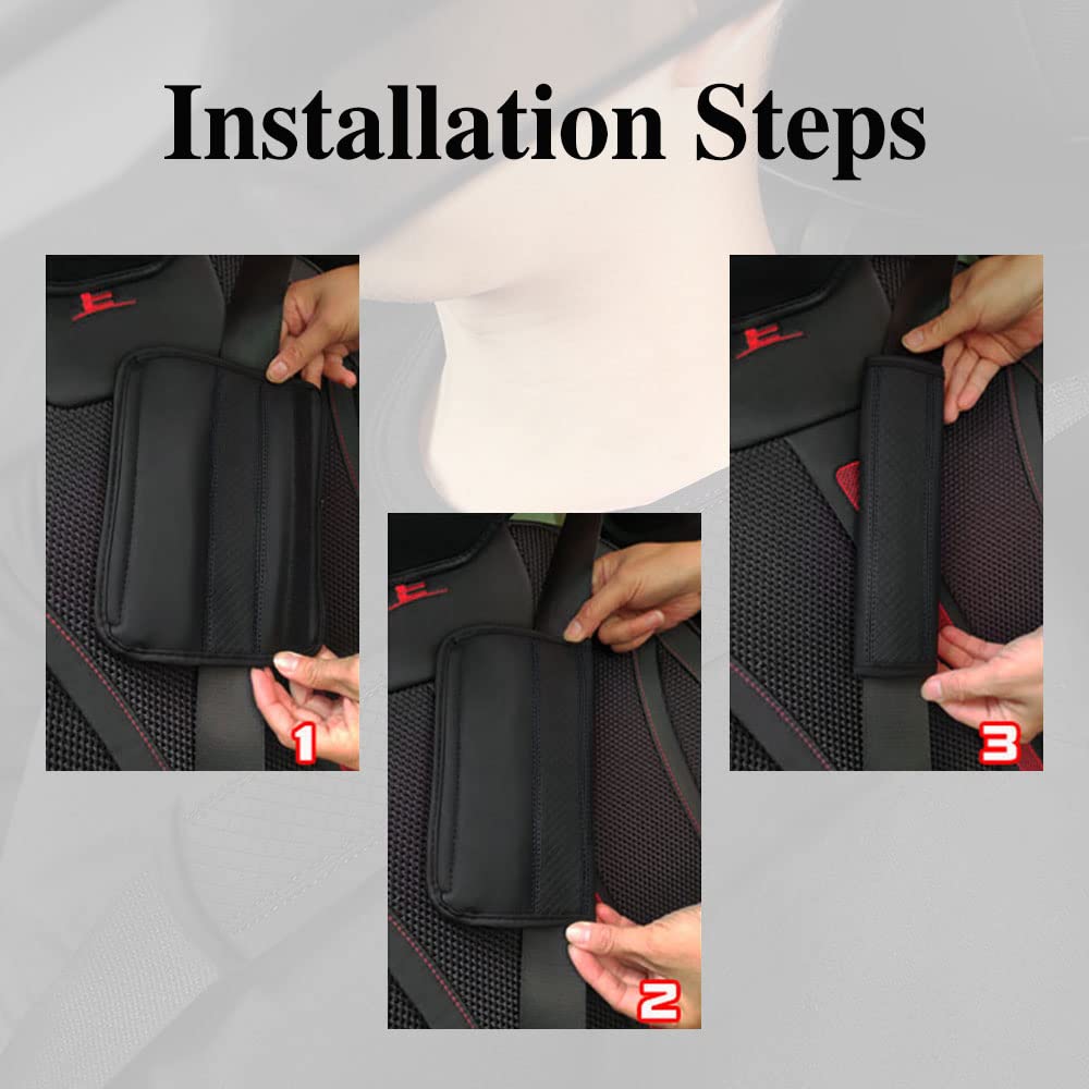 STHIRA Seat Belt Pad for Car and Truck with 6.5x23cm Velcro Closure PU Leather | 2pcs Set
