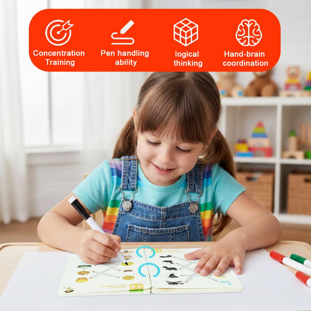 PATPAT Toddler Drawing Notebook for Early Learning with 96 Sheets & Dry Erase Pen | Preschool Handwriting Practice