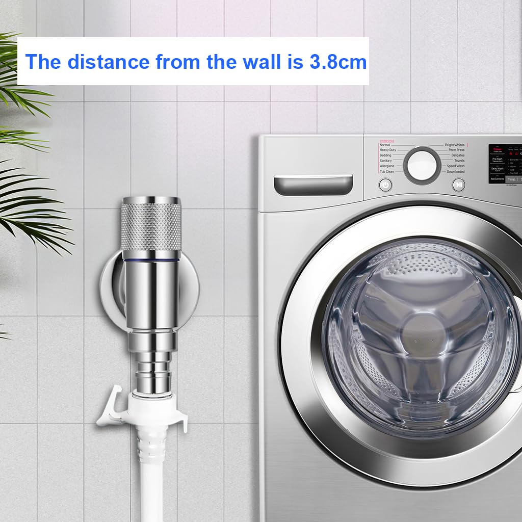 HASTHIP Washing Machine Faucet for Laundry and Dishwasher with Automatic Water Stop Valve Chrome Stainless Steel 2PCS