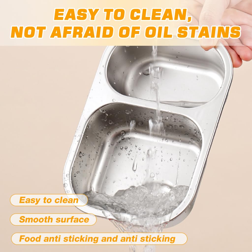 Supvox Stainless Steel Snack Box Containers with 2 Compartment Condiment Cups for Home and Travel White