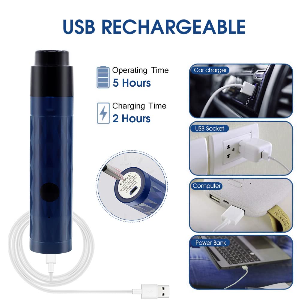 Qpets Electric Dog Nail Trimmer with LED Light featuring 2 Speed 5000 and 7000 rpm Motor | USB Rechargeable Low Noise Grinder for Dogs and Cats