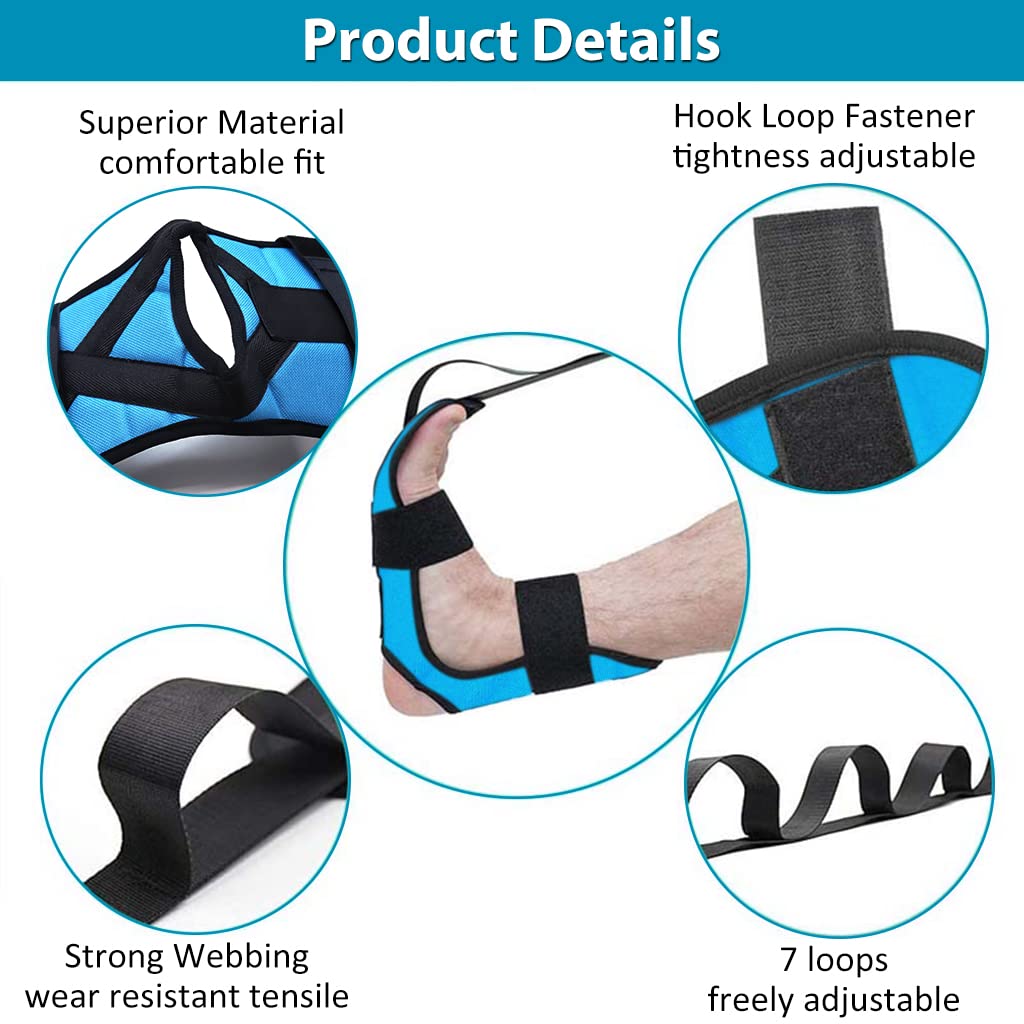 Proberos Yoga Belt for Stretching and Rehabilitation featuring 5 Loops Design | Blue Strap