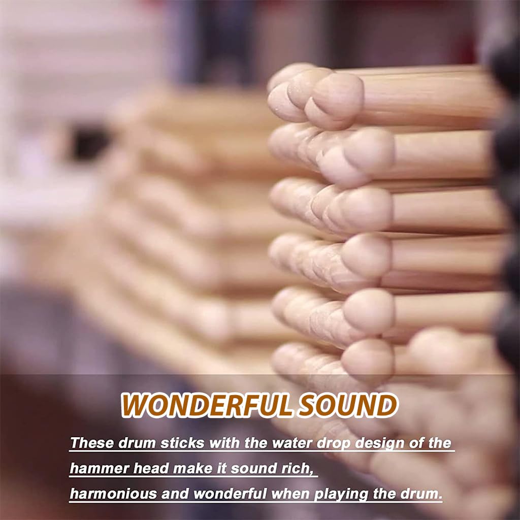 HASTHIP 7A Drum Sticks Set for Jazz and Acoustic Play featuring Oval Wood Tip | 2 Pairs 15.5 in Maple