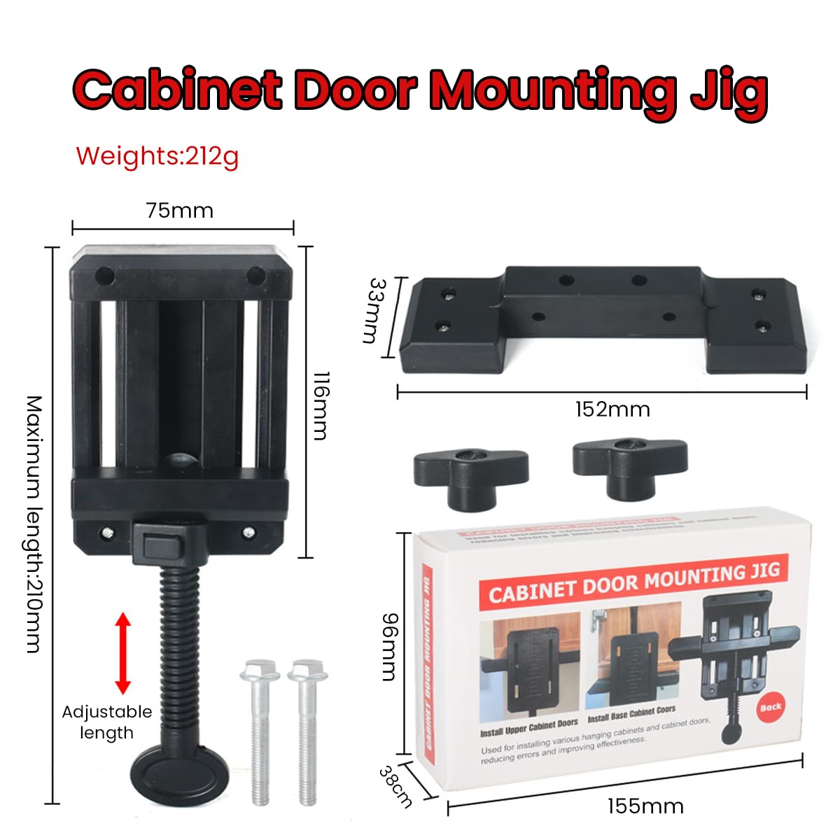 Serplex Cabinet Door Installation Positioner for Precise Mounting | Adjustable 2PCS Support Clamp