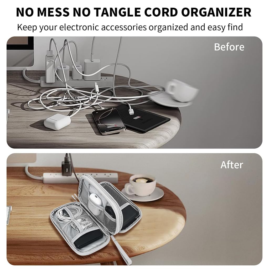 Zibuyu Travel Cable Organizer Pouch for Office and Trips featuring Dual Layer Design with 600D Oxford Fabric and Compact 7.5x4.3x2.2 in Size