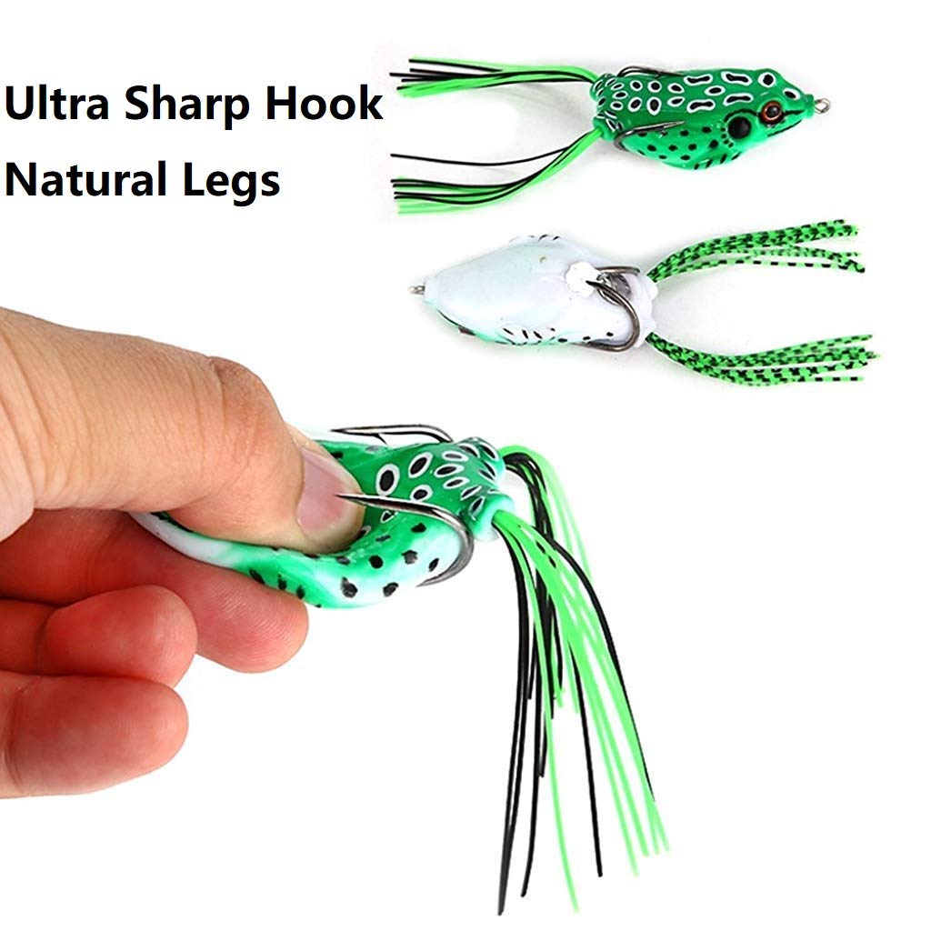 Elephantboat Fishing Lure Kit Set for Topwater Frogs featuring Double Hooks | Pack of 5