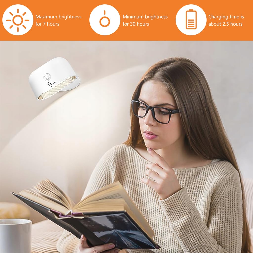 ELEPHANTBOAT Magnetic Night Light for Wall with 3 Color Modes and 360° Rotation | USB Rechargeable Lamp