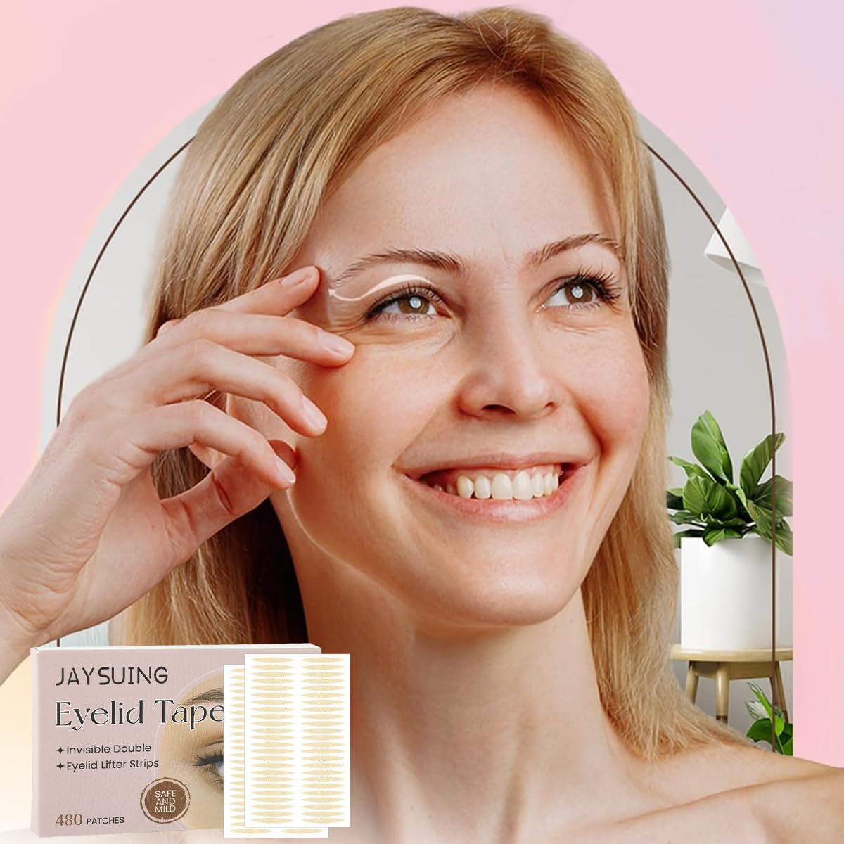 MAYCREATE Invisible Double Eyelid Tapes for Hooded Eyes with 480 Count Set | Waterproof and Breathable Lift Strips