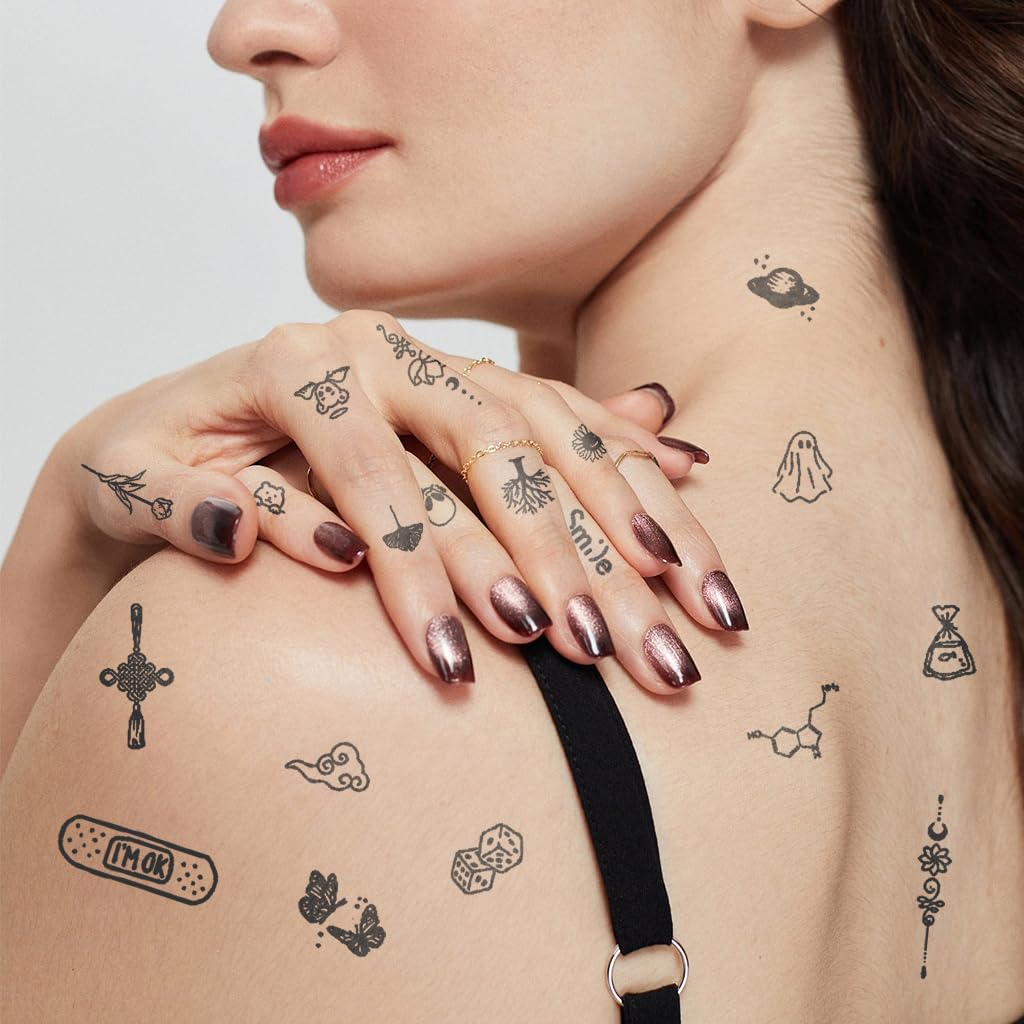 MAYCREATE Temporary Tattoos for Kids and Adults featuring 5 Sheets 77 Designs | Sweatproof 2‑Week Body Stickers