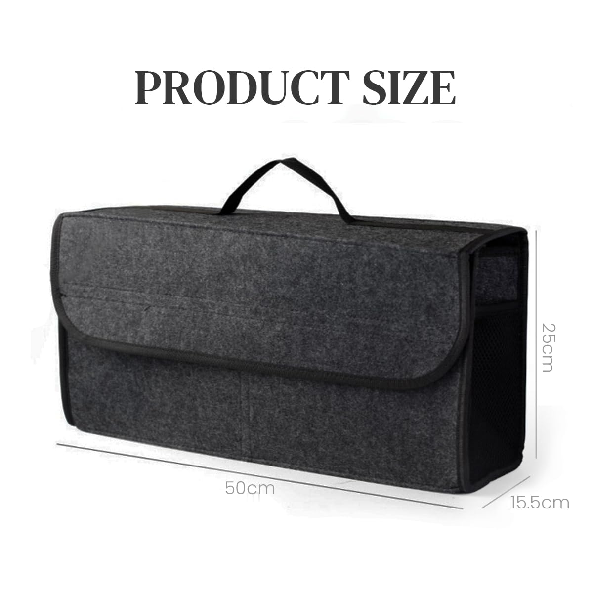 STHIRA Car Organizer Bag Tool Bag Felt Made Organizer Bag Car Trunk Organizer Bag Portable Car Trunk Organizer Bag with Handles Utility Car Organizer Bag for Accessories, Tools, 50x24x17cm