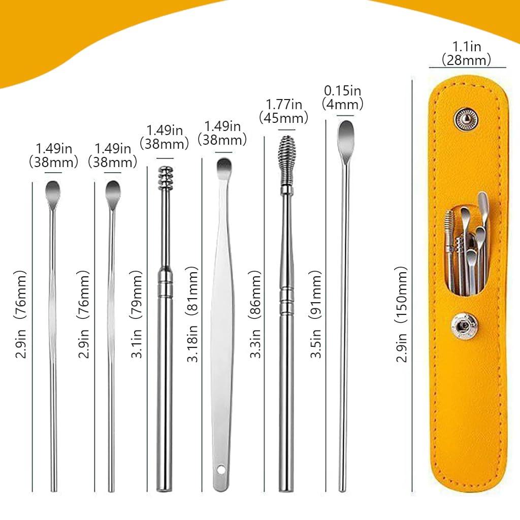 HANNEA Ear Candles Kit for Ear Cleaning with 10 Candles and 6 Stainless Steel Tools | Includes Storage Box