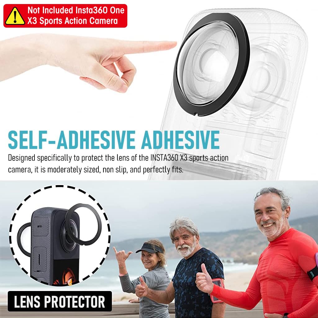 Insta360 One X3 Lens Cover with 9H Hardness Self Adhesive PC Material | Scratch Proof Protection