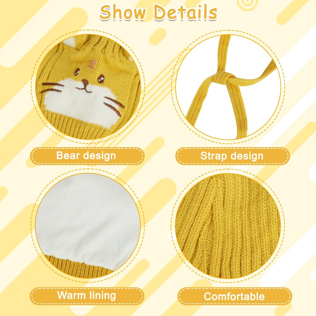 Zibuyu Baby Beanie Hat for 3–18 Months with 48 cm Fit featuring Cute Tiger Design | Yellow Cotton Knit