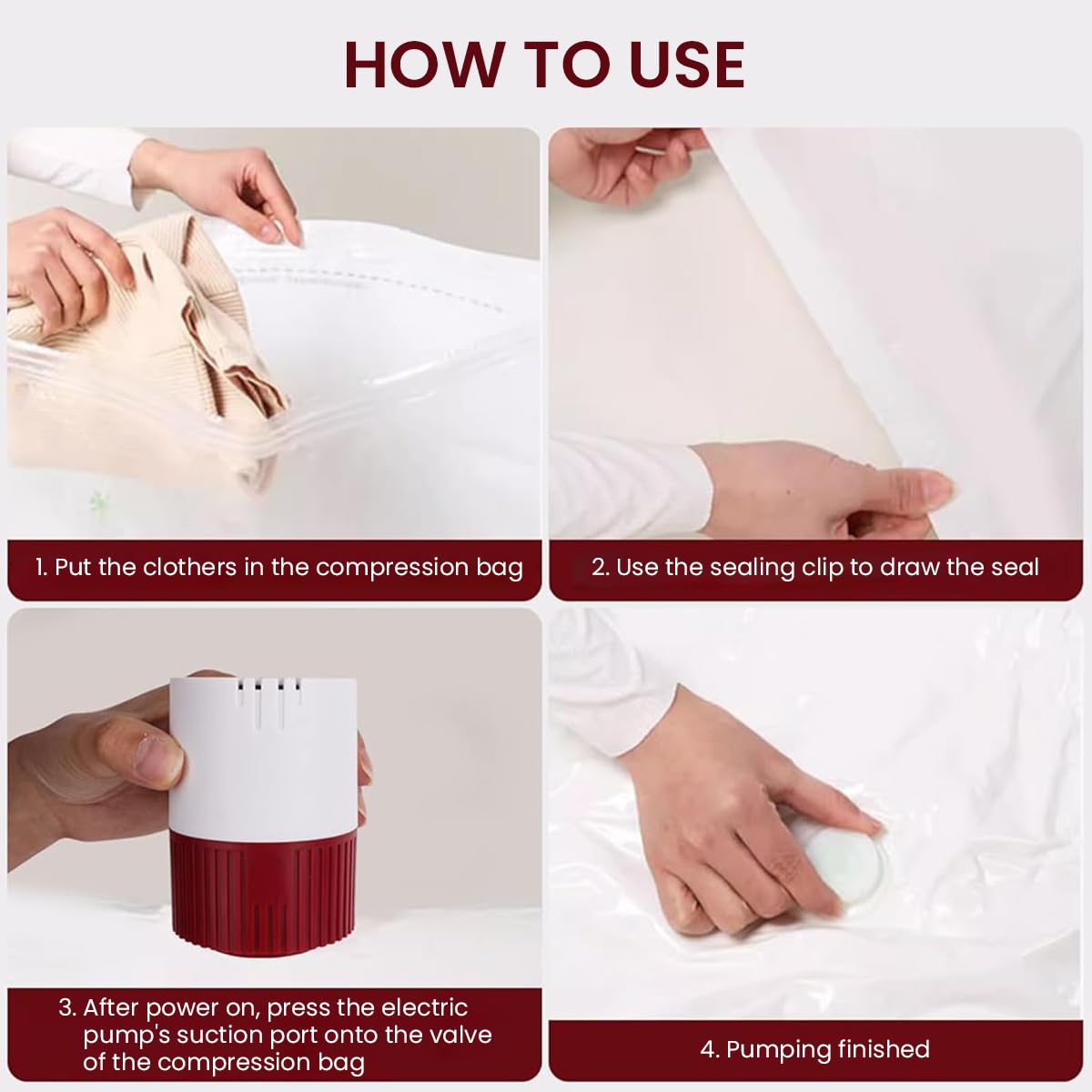 Serplex Electric Air Pump for Vacuum Storage Bags with 30W Motor and One Button Control