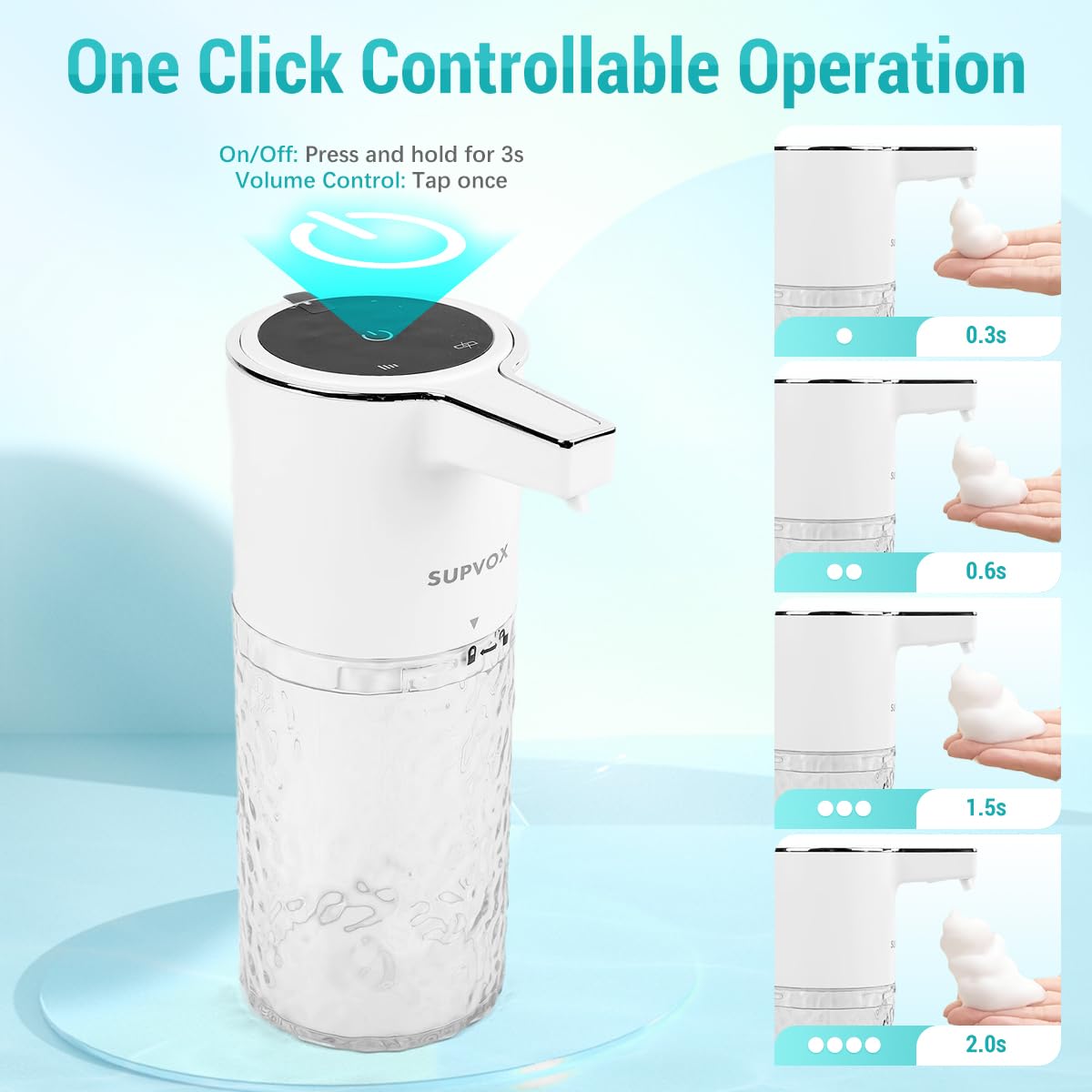 Supvox Automatic Soap Dispenser for Bathroom and Kitchen featuring 400ml Capacity and 4 Dispensing Modes | USB Rechargeable Touchless Sensor Design