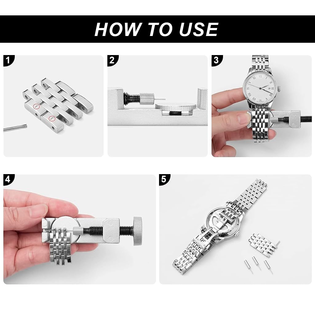 Serplex Watch Repair Kit 24 in 1 for Wrist Watch Maintenance with Spring Bar Tool and Case Opener | Includes Link Remover Hammer and Storage Bag