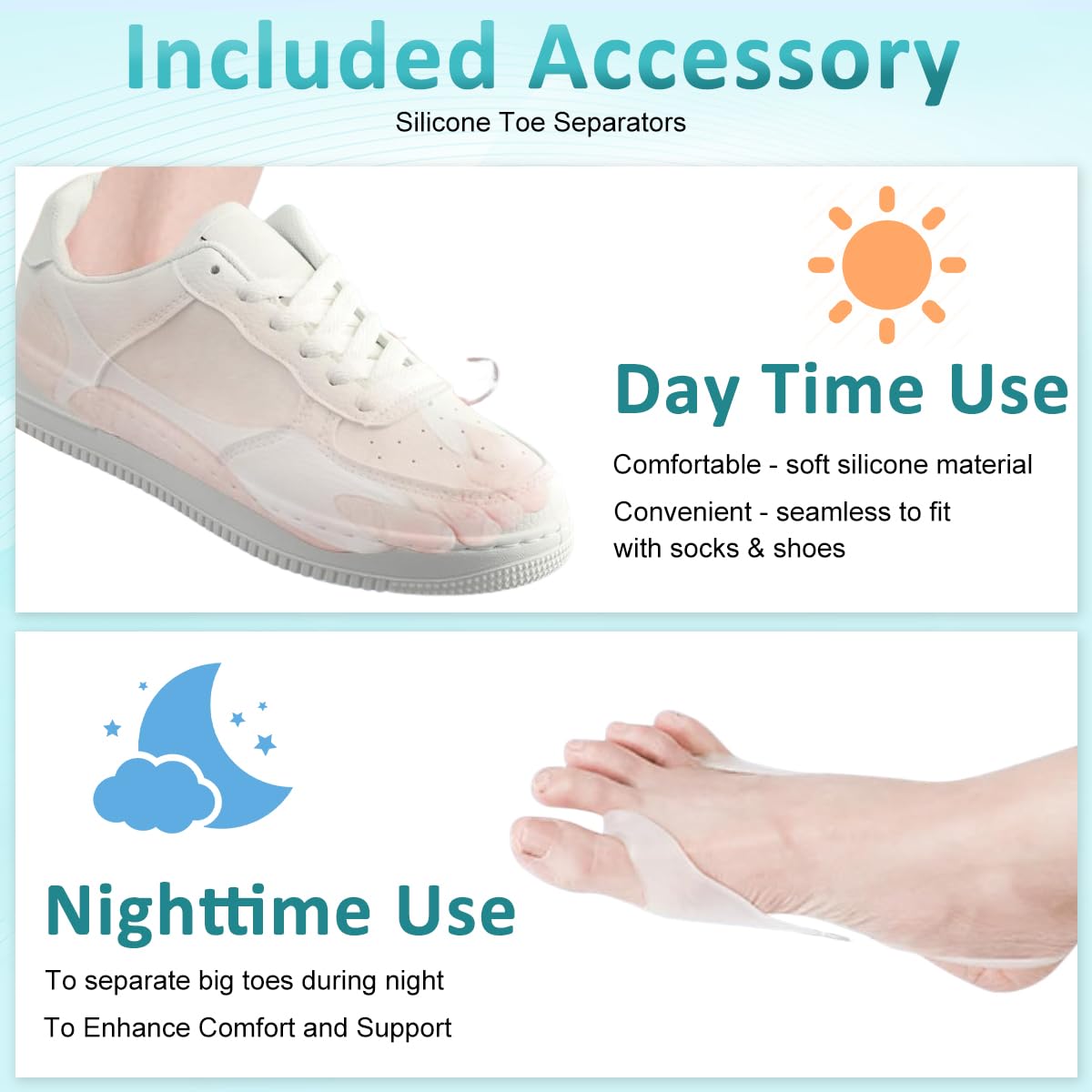 HANNEA Bunion Corrector for Women and Men featuring Adjustable Knob Traction with Silicone Pad | Comfortable Orthopedic Toe Straightener