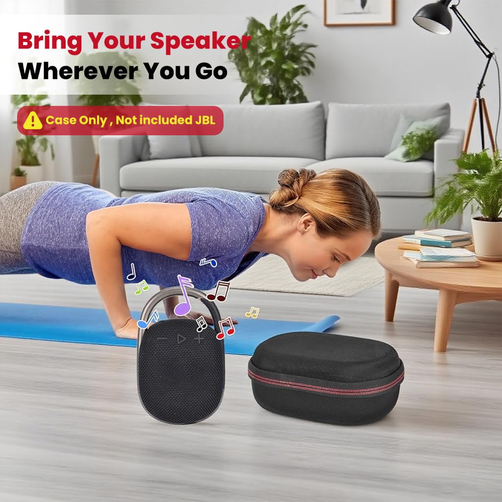 ZORBES Speaker Storage Bag for JBL Clip 4 and 5 with EVA Hard Shell and Wristlet | Travel Case