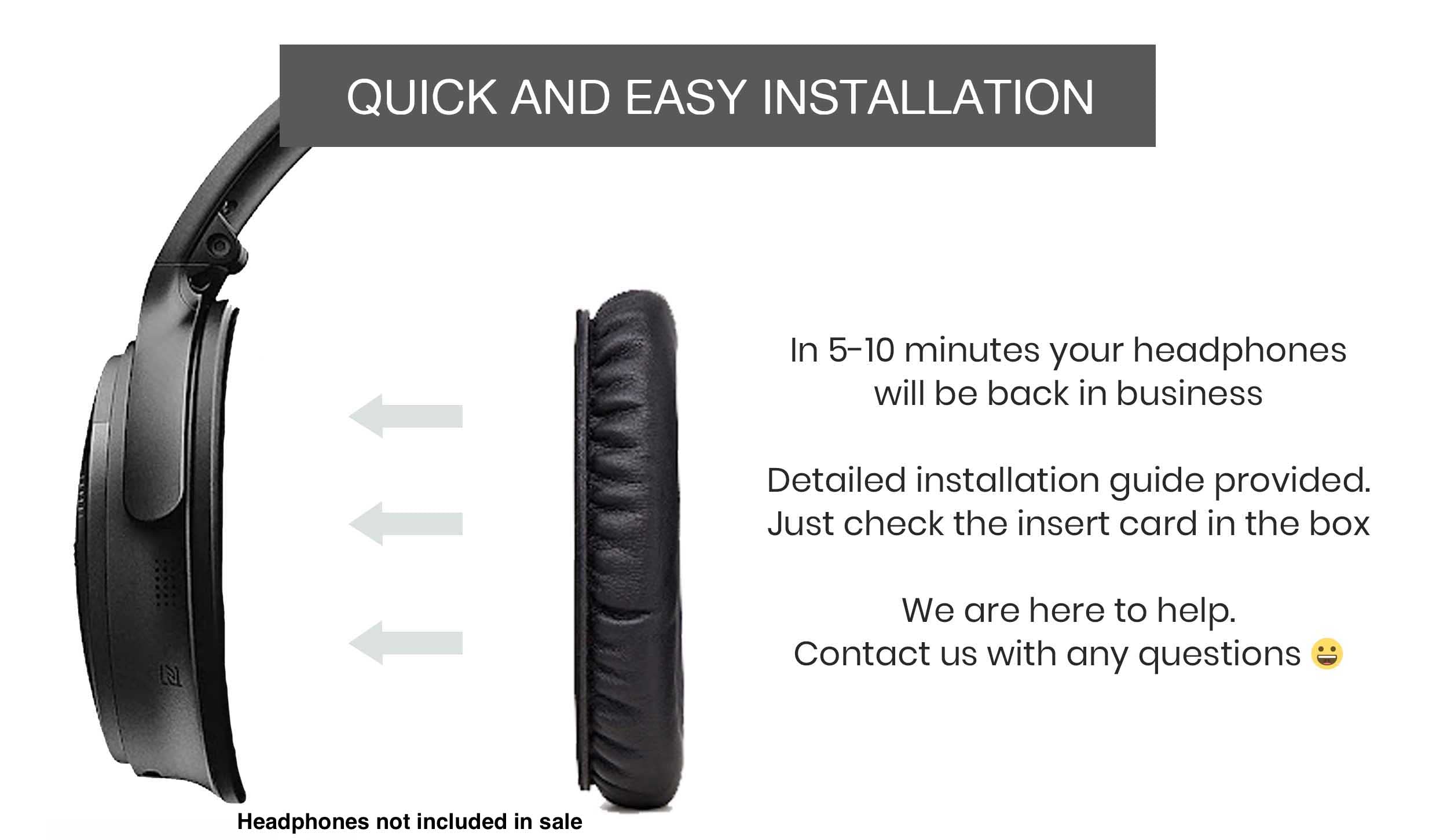 ZIBUYU Ear Pads Replacements for Bose QC35 and QC35 II with Memory Foam Cushions | Black 1 Pair
